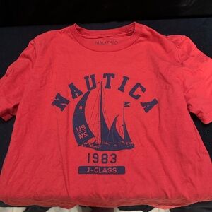 Nautica Red Graphic T-Shirt-size small-#491
